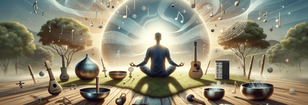 A man enjoying meditation and music AI generated