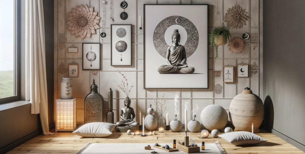 A collection of meditation decor