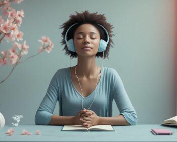 Young woman practicing mindfulness to improve focus during work